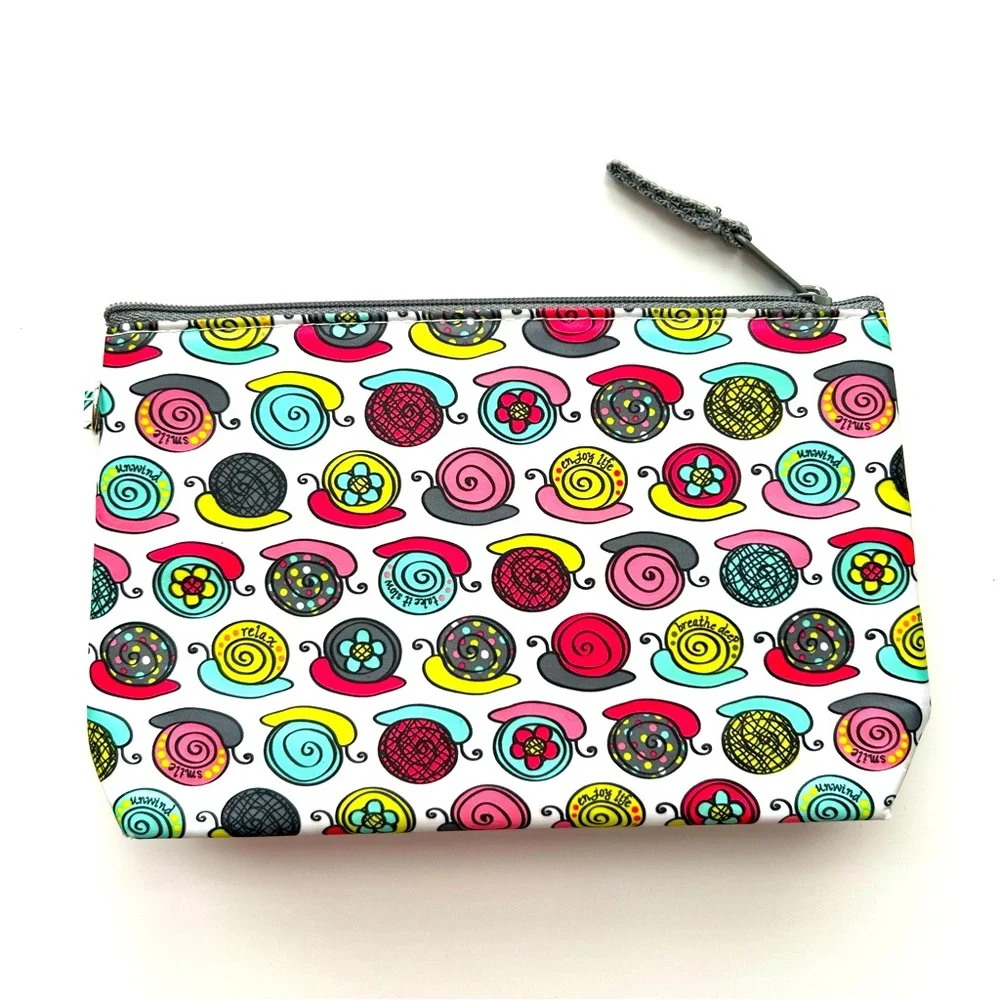 NWOT Thirty-One Colorful Snail Print Makeup Bag Case Pouch